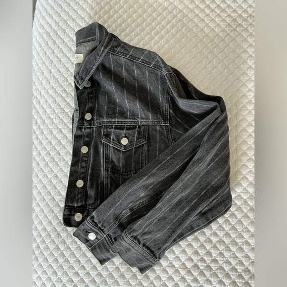 PacSun Cropped Vintage Wash Denim Striped Jacket M/L - Picture 10 of 13